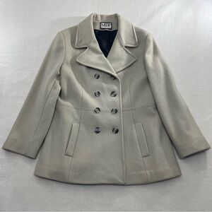 MDP Mario De Pinto Womens Wool Preppy Academia Pea Coat M? Double Breasted Beig